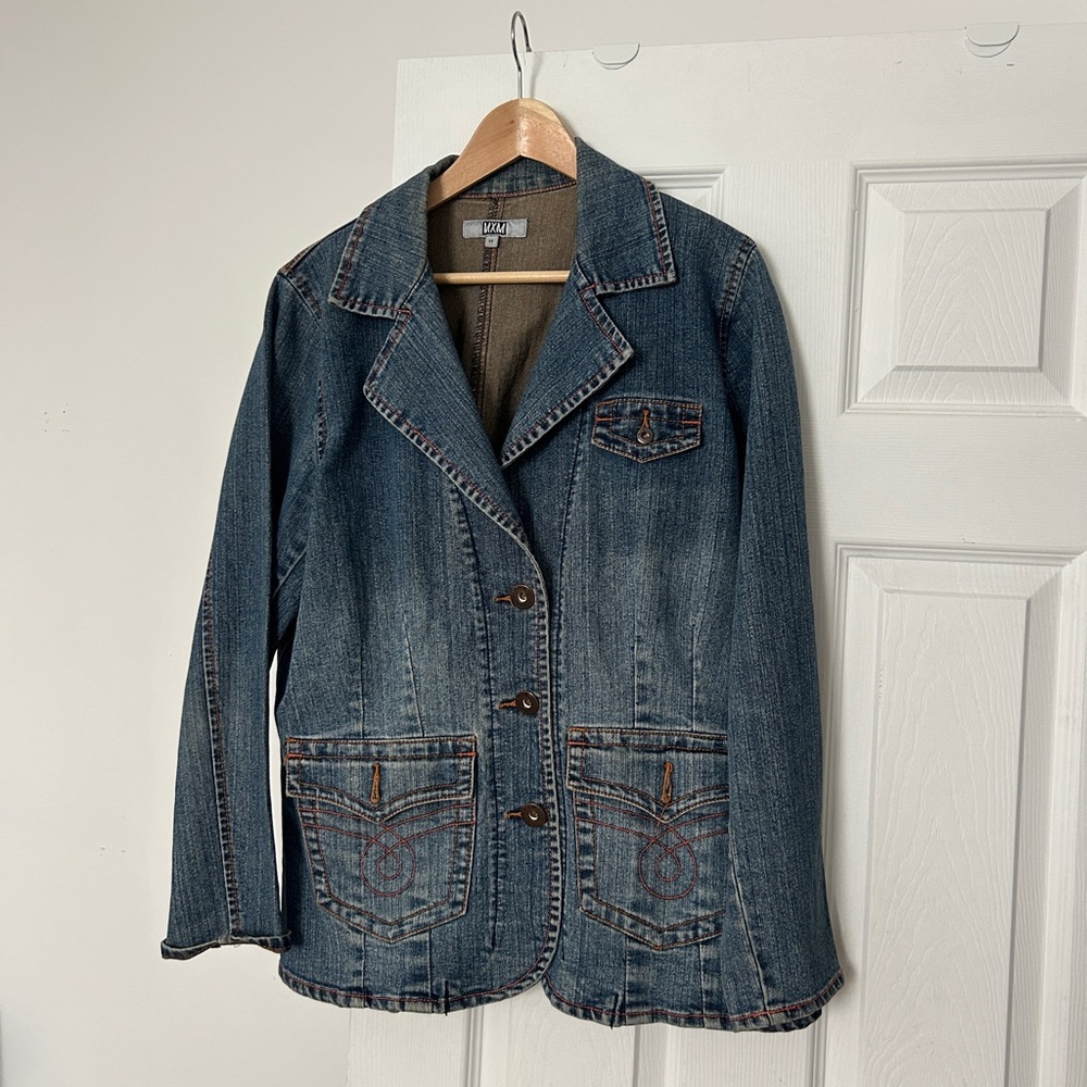 Vintage Jean Jacket/Blazer with Stitch Detail